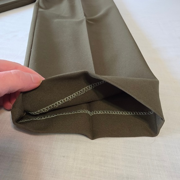 Vintage Pleated High Waist Trousers Side Buckle Size 12 Olive Green 80s Office - Picture 4 of 7